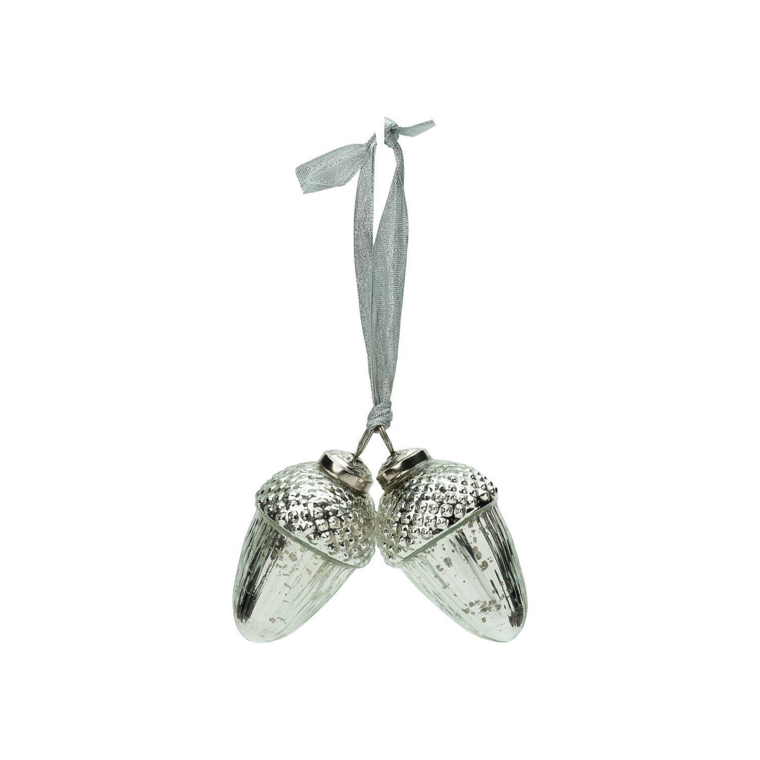 Cupid Acorn Bunch Ornament in Silver – Luxurious Glass Décor by Rosha Living Inc