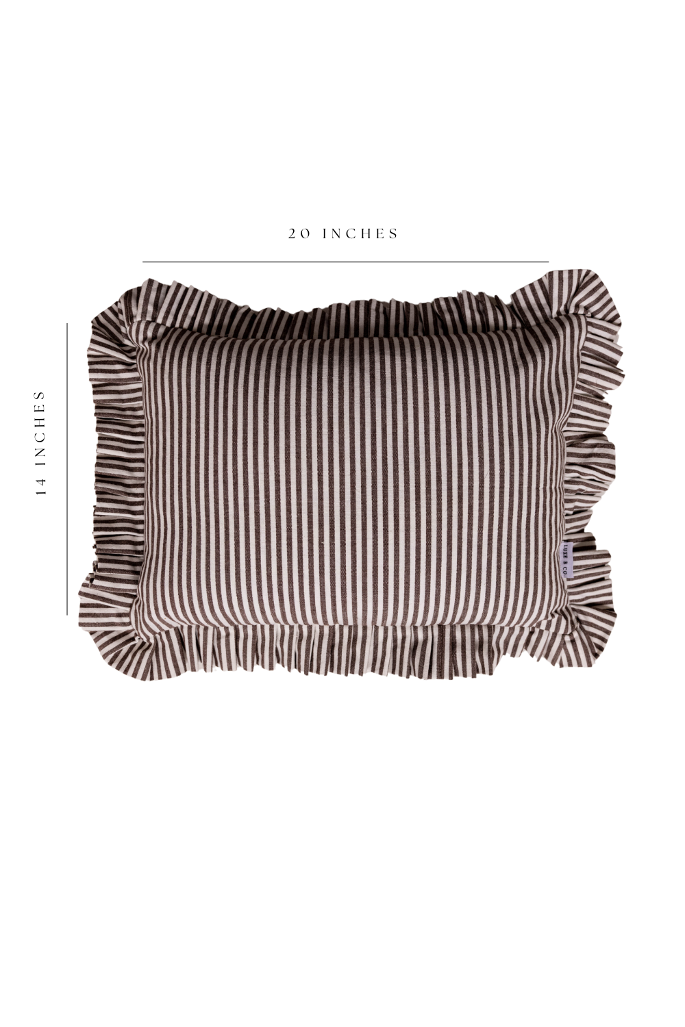 Ruffle Bolster Pillow – Brown & White Stripes Lumbar Cushion with Insert