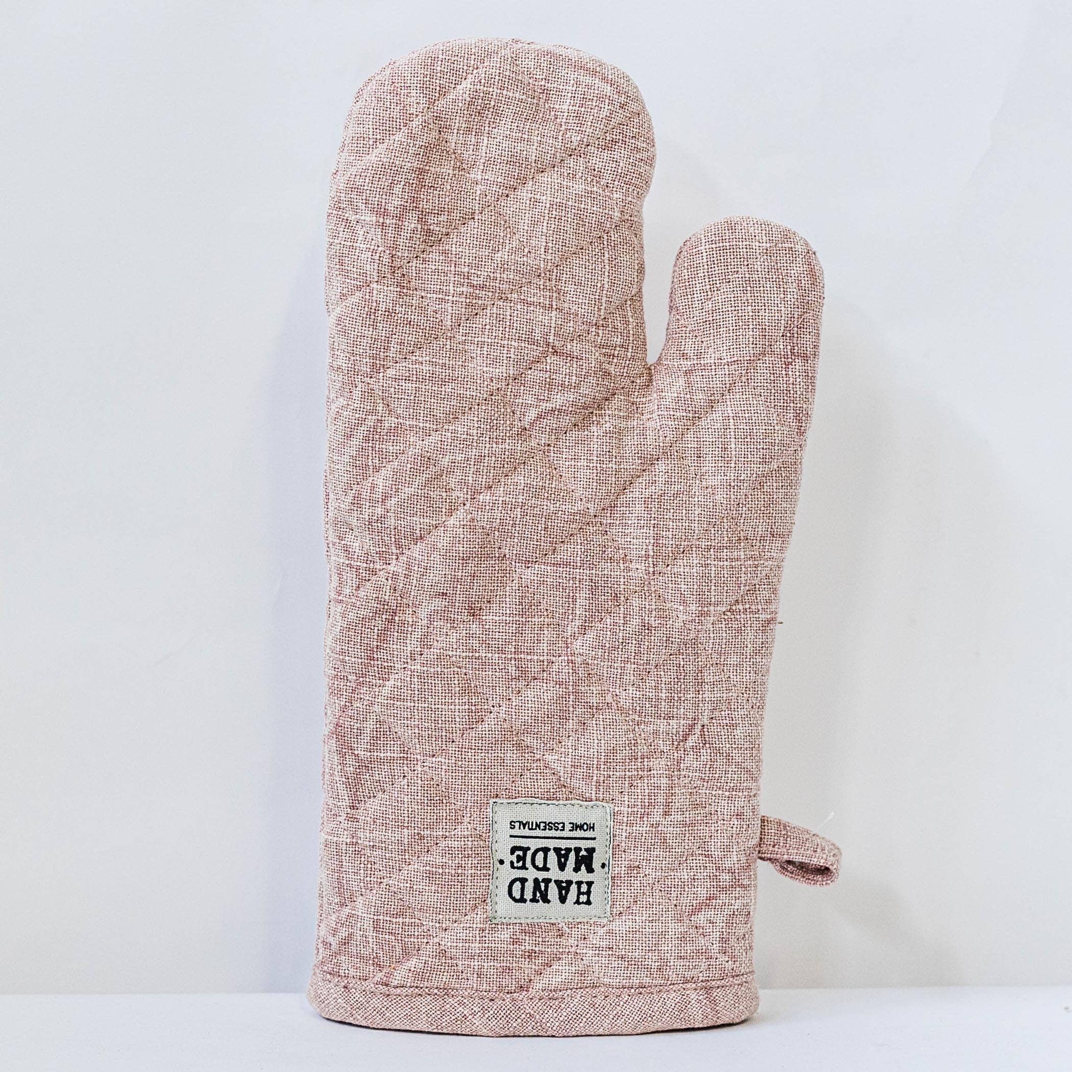 Stone Washed Pink Cotton Oven Glove – Elegant Kitchen Essential