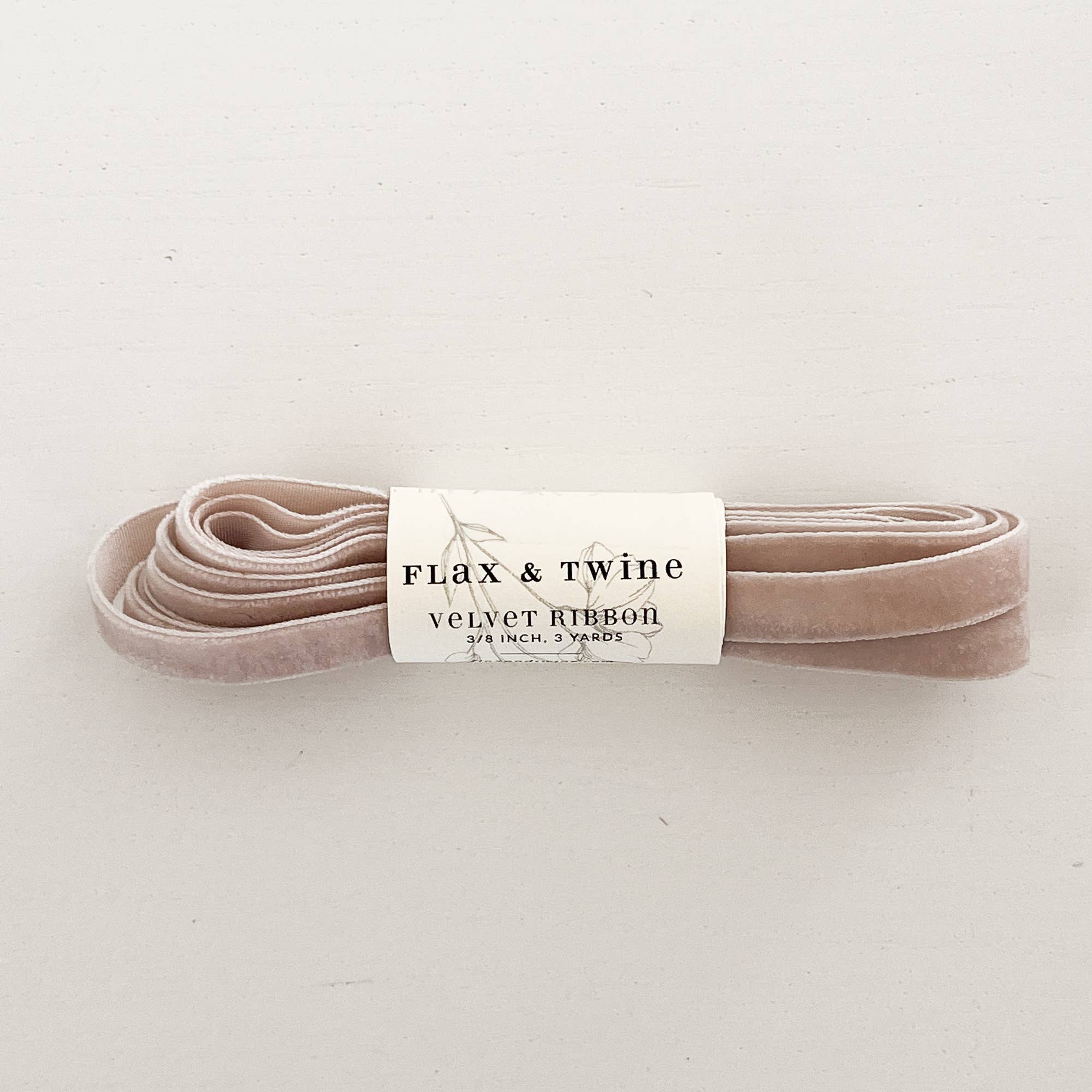 Flax & Twine 3/8" Velvet Ribbon – Elegant Neutral Velvet Ribbon for Gifts & Crafts