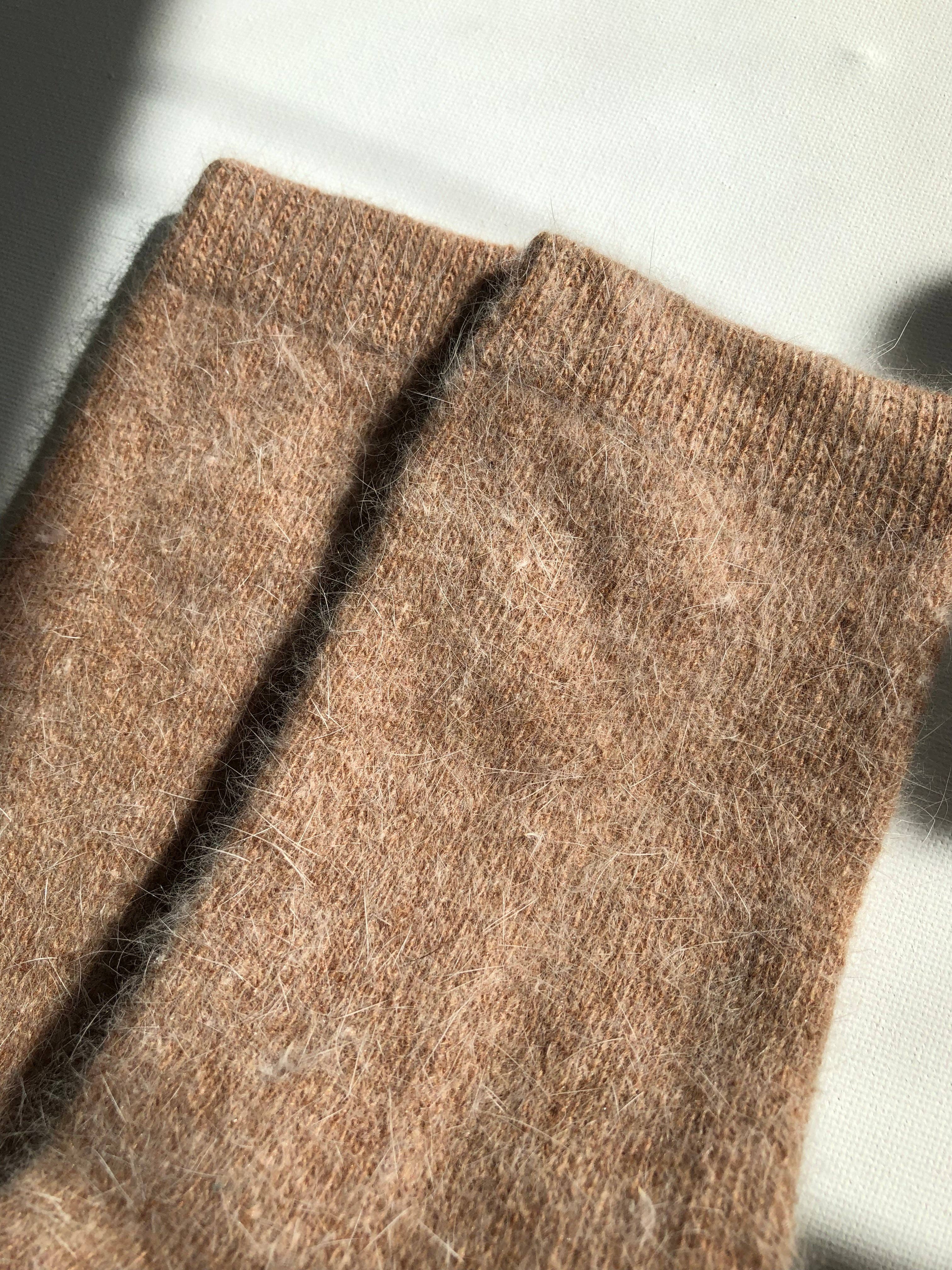 Fluffy Angora Socks - Neutral – Cozy Wool Blend for Cold Weather Comfort