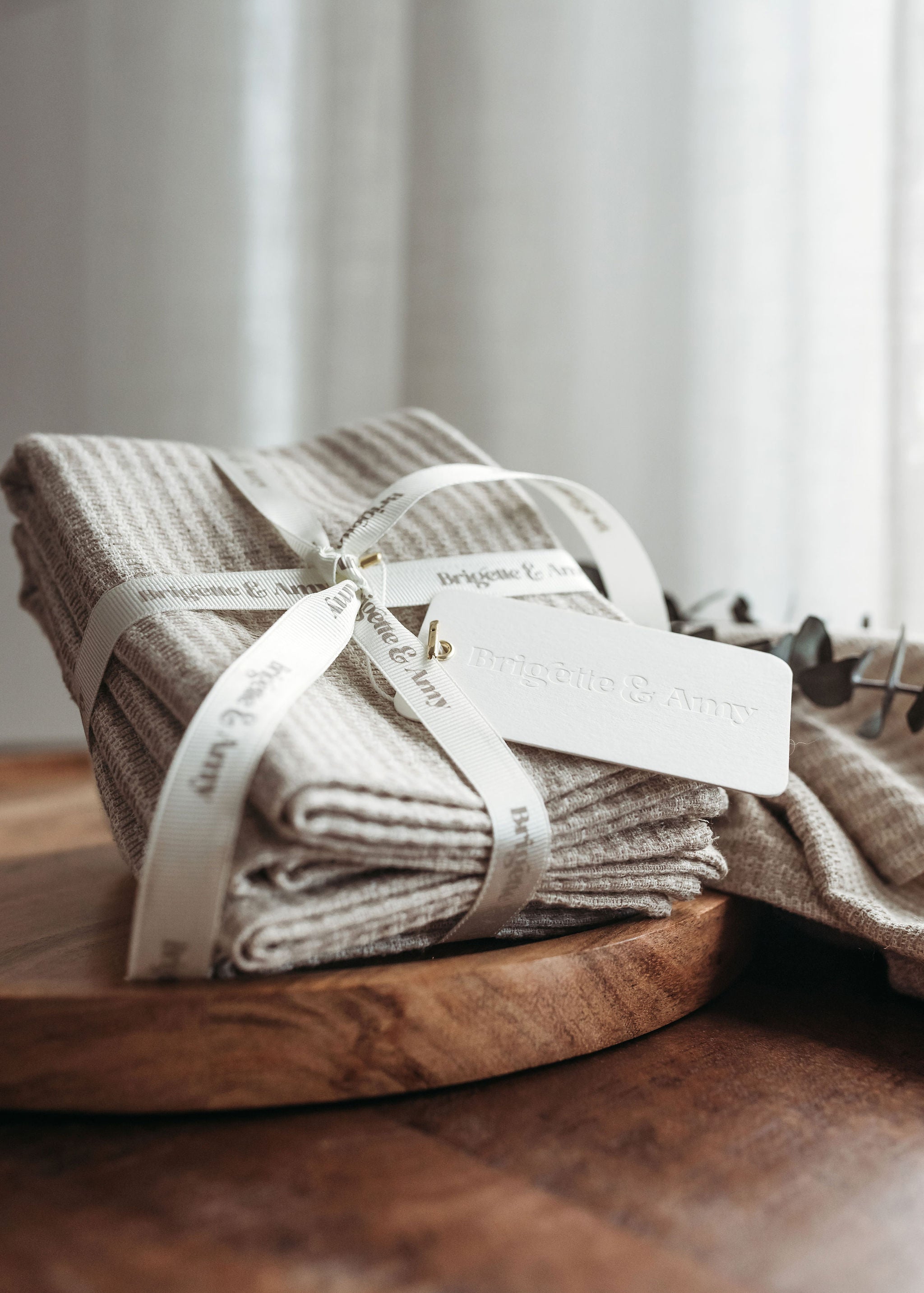 Beige & Ivory Striped everyday tea towel bundle