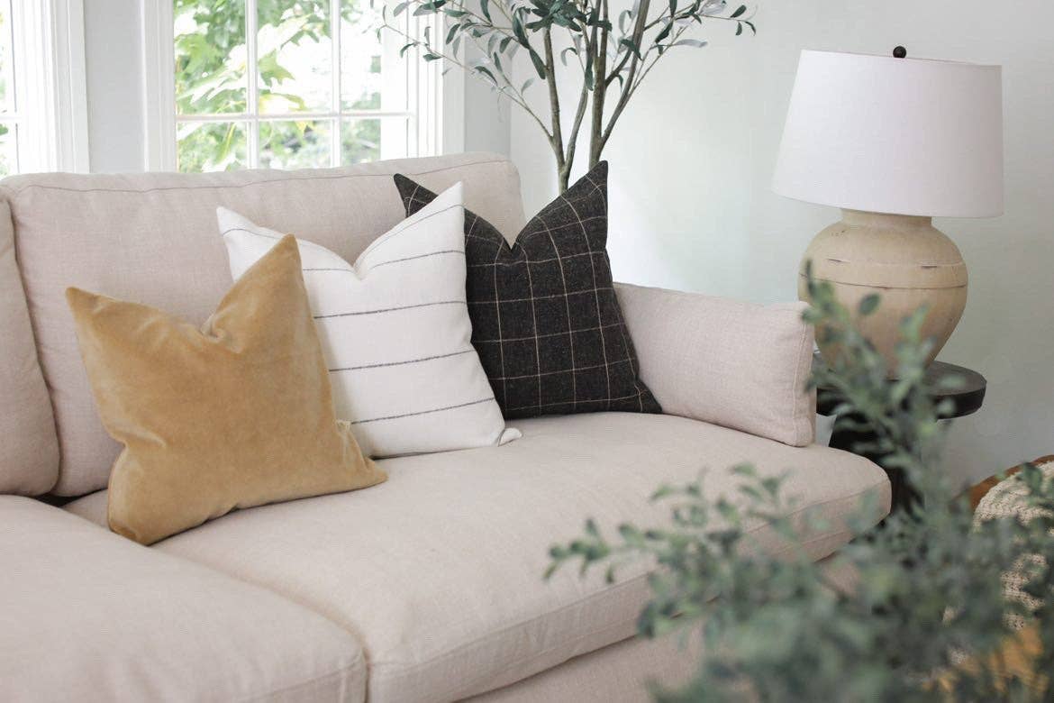 Ivory Stripe Decorative Accent Pillow 20