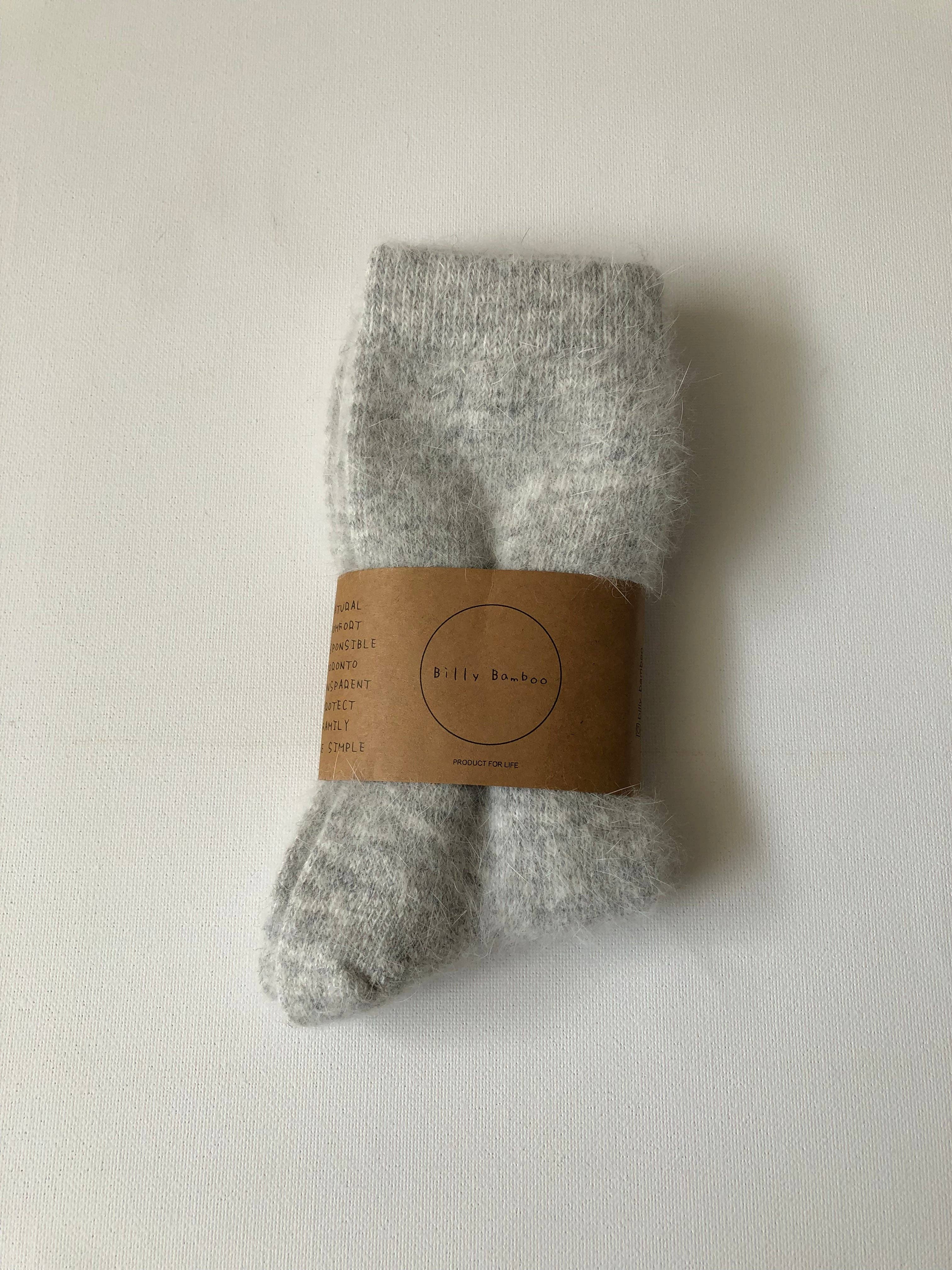 Fluffy Angora Socks - Neutral – Cozy Wool Blend for Cold Weather Comfort