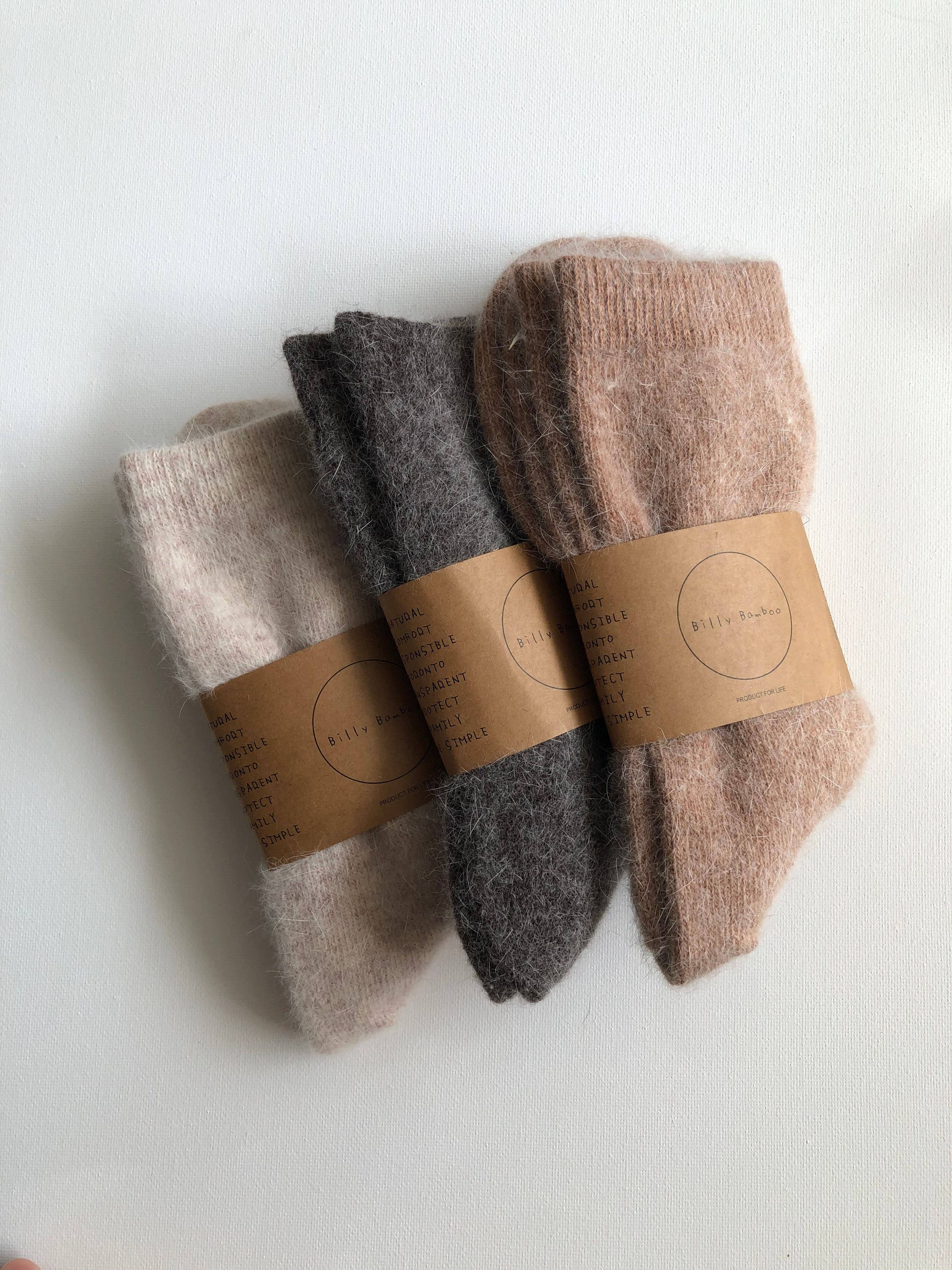 Fluffy Angora Socks - Neutral – Cozy Wool Blend for Cold Weather Comfort