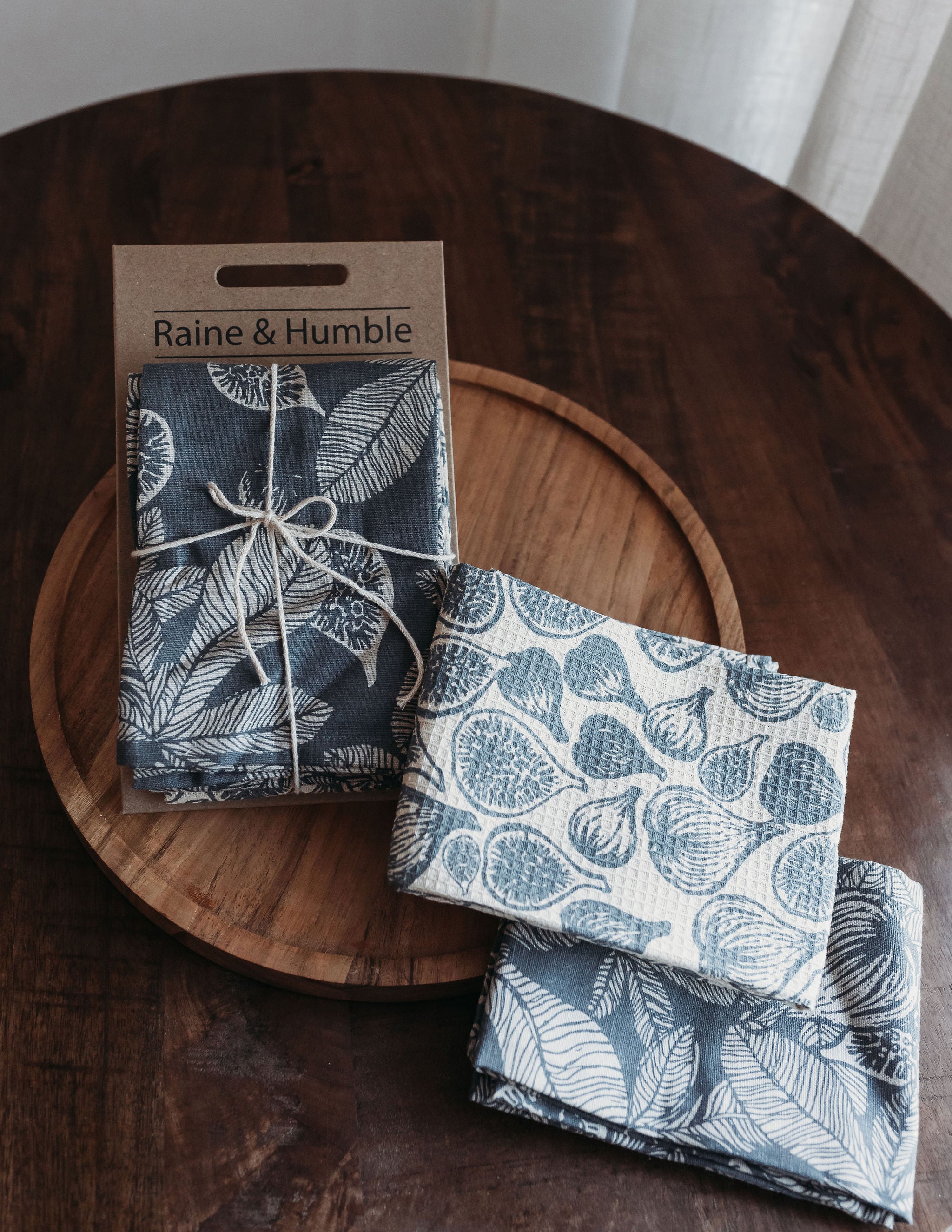 Raine & Humble Tea Towel Set top down view