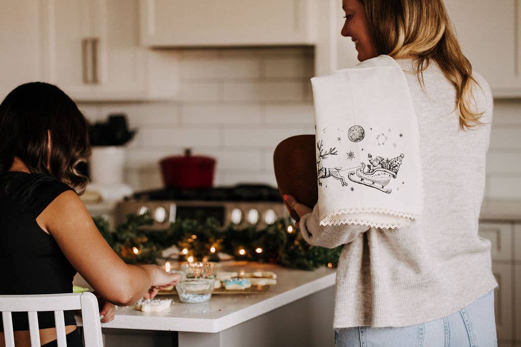 Tea Towel / Santa's Sleigh / Christmas / Kitchen Tea Towel