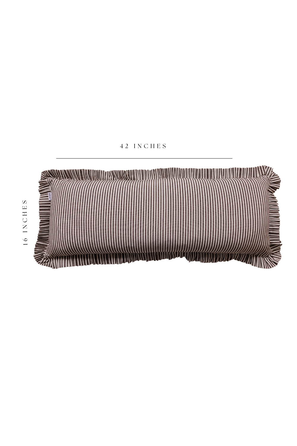 Ruffle Bolster Pillow – Brown & White Stripes Lumbar Cushion with Insert