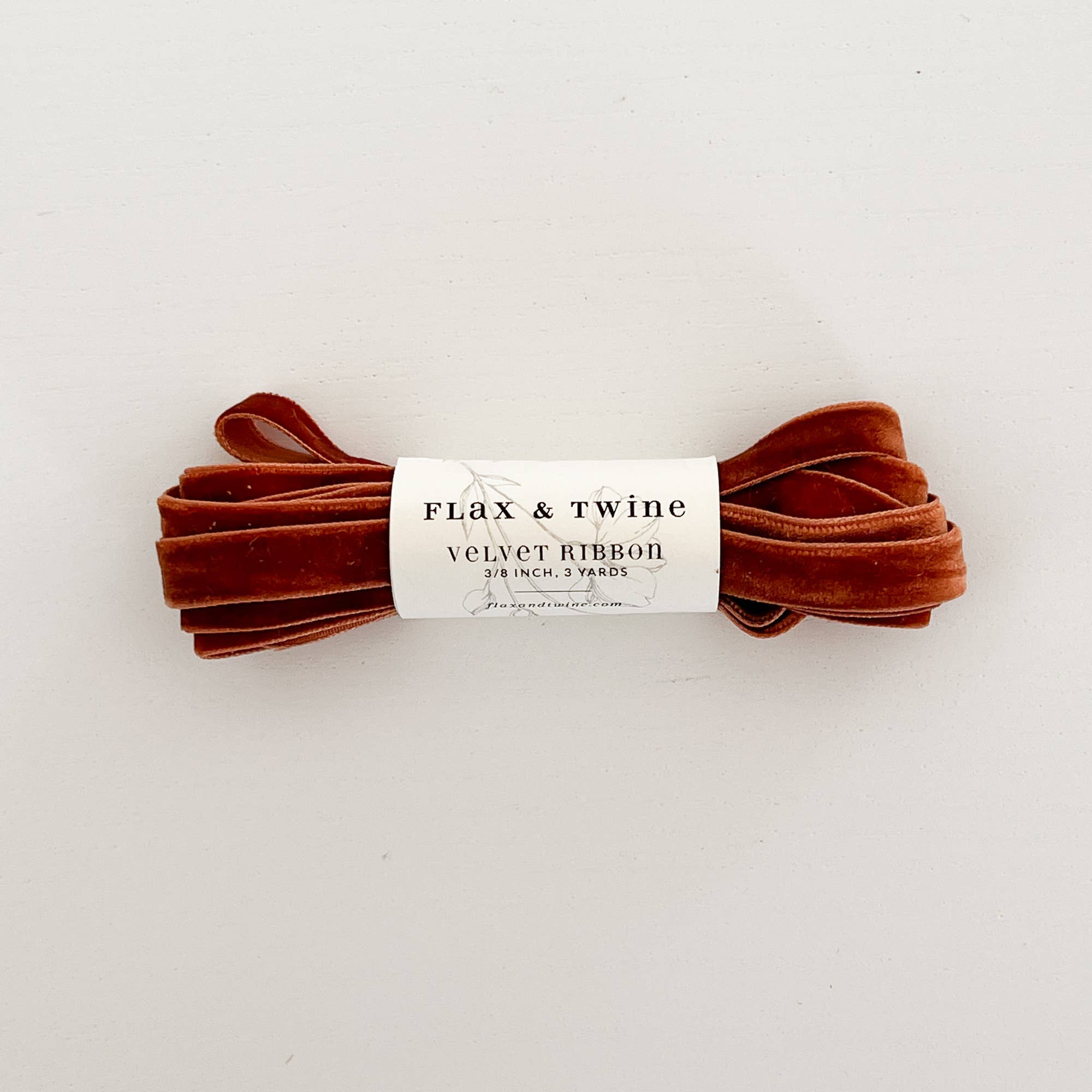 Flax & Twine 3/8" Velvet Ribbon – Elegant Neutral Velvet Ribbon for Gifts & Crafts