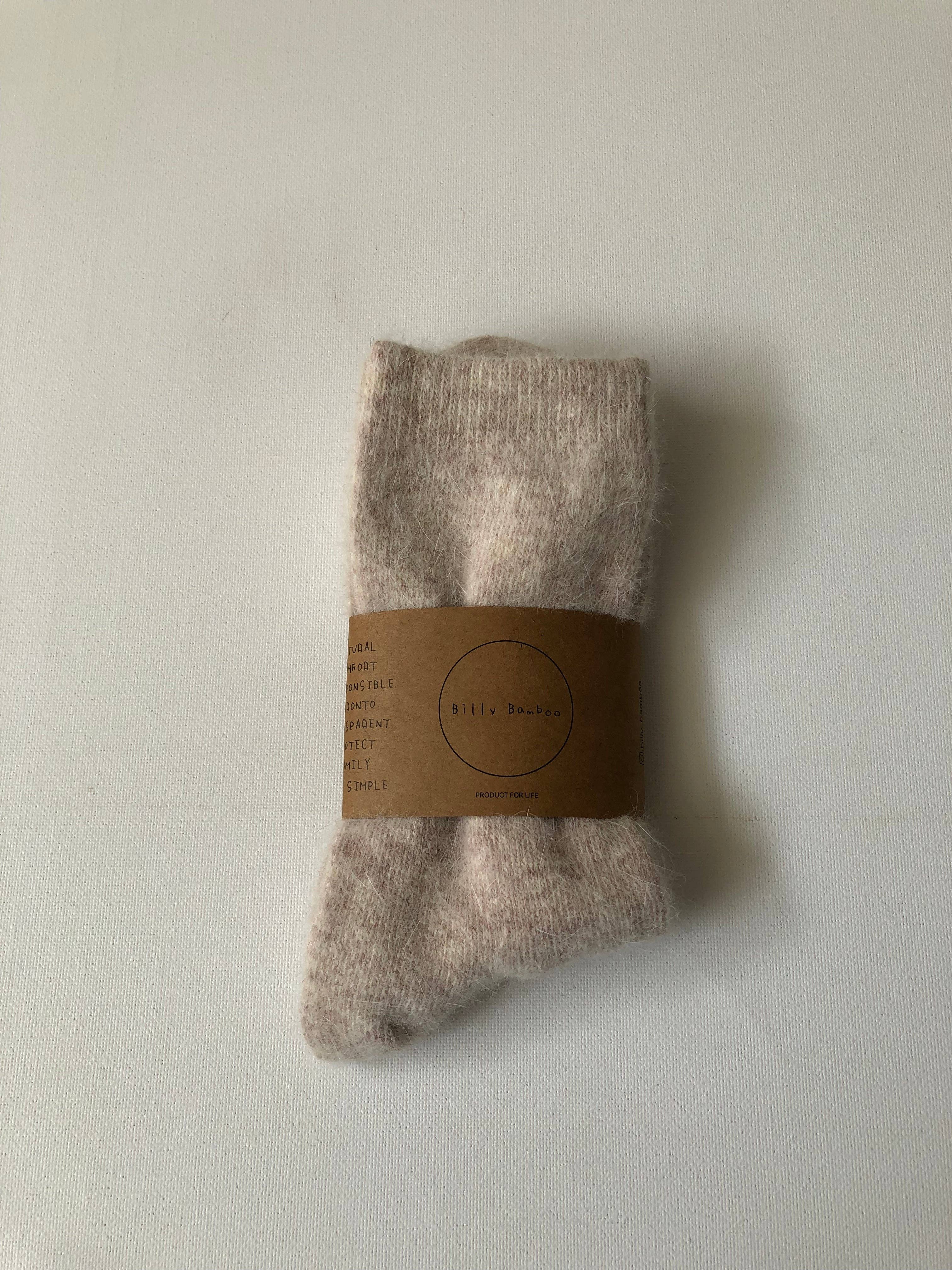 Fluffy Angora Socks - Neutral – Cozy Wool Blend for Cold Weather Comfort