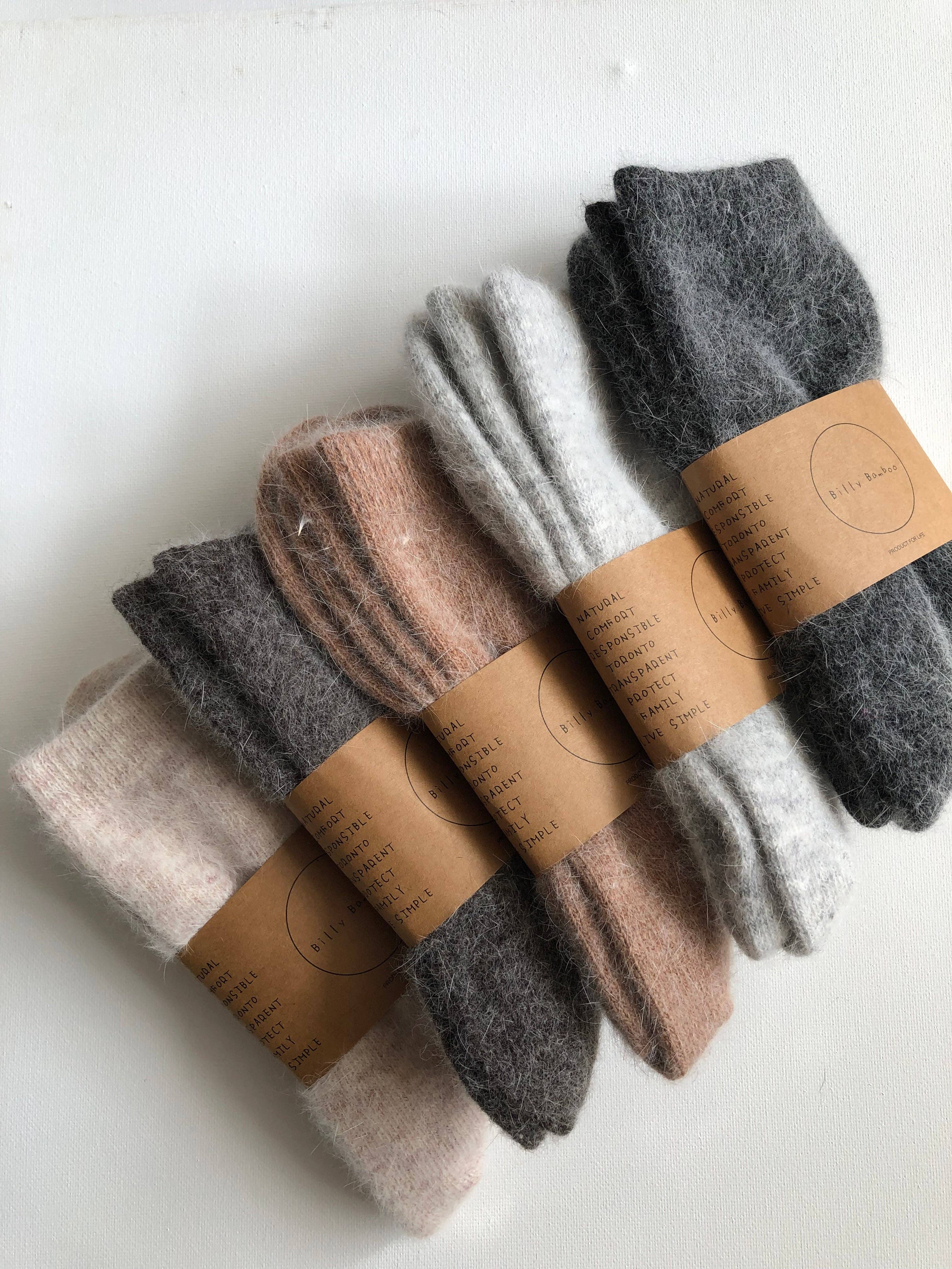 Fluffy Angora Socks - Neutral – Cozy Wool Blend for Cold Weather Comfort