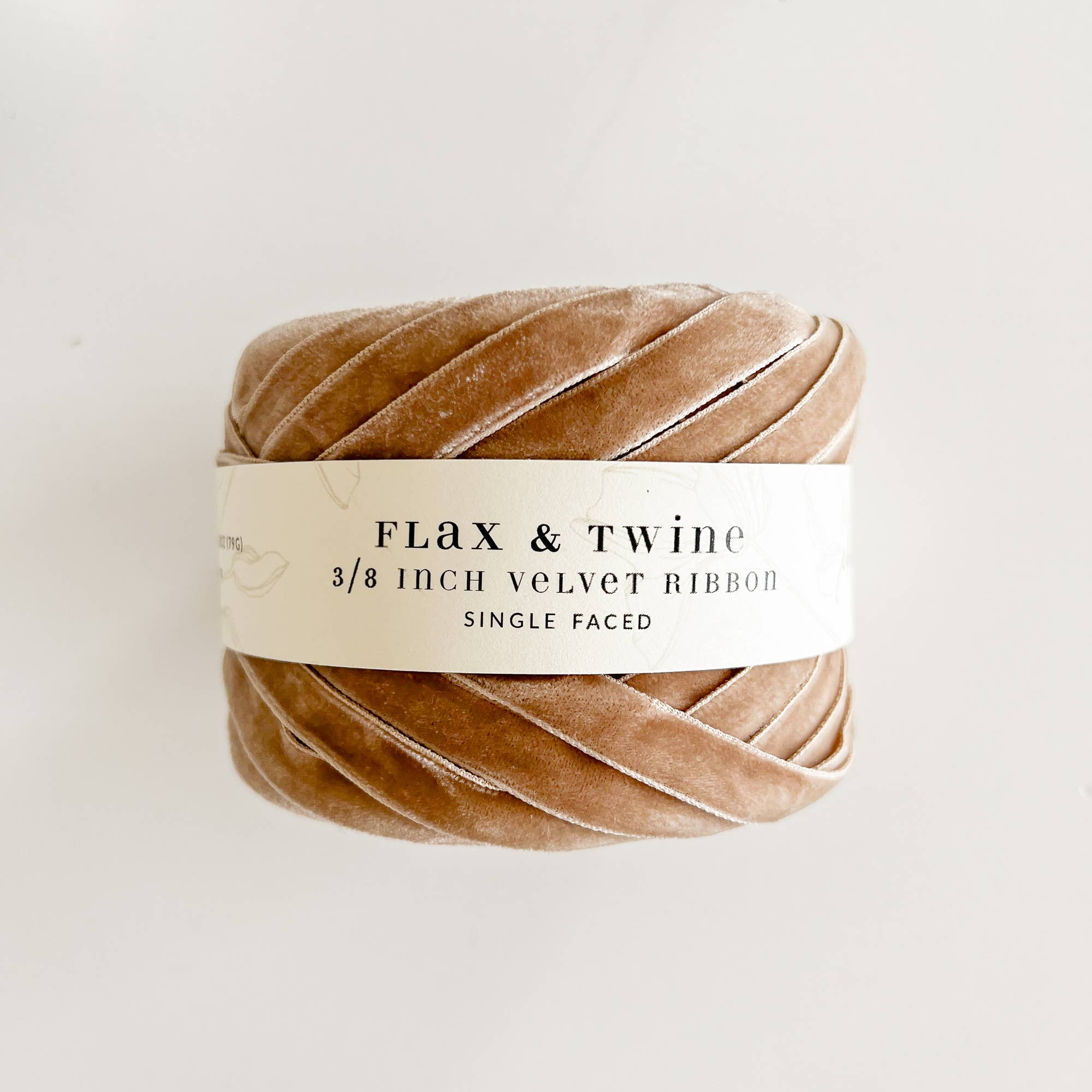 Flax & Twine 3/8" Velvet Ribbon – Elegant Neutral Velvet Ribbon for Gifts & Crafts