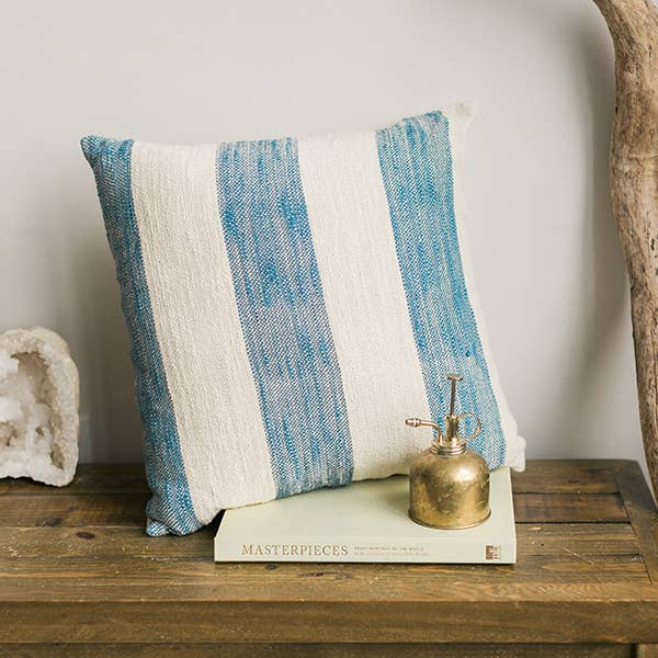 Beige & Blue Two-Toned Cotton Cushion – 18