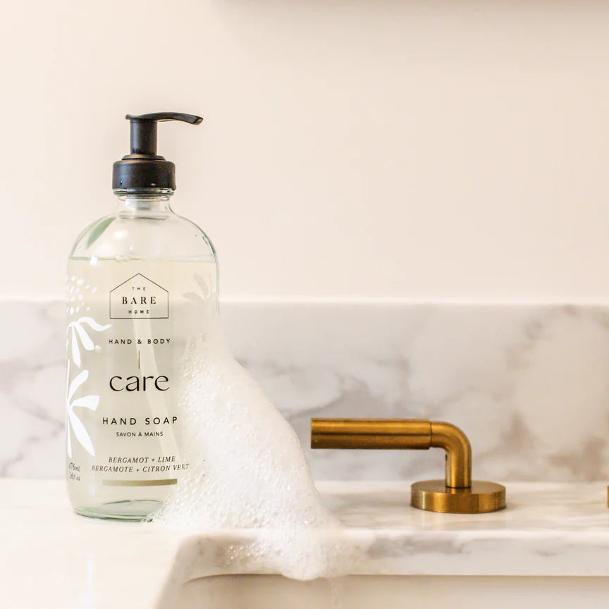 Bergamot + Lime Hand Soap in 476ml Refillable Glass Bottle - The Bare Home