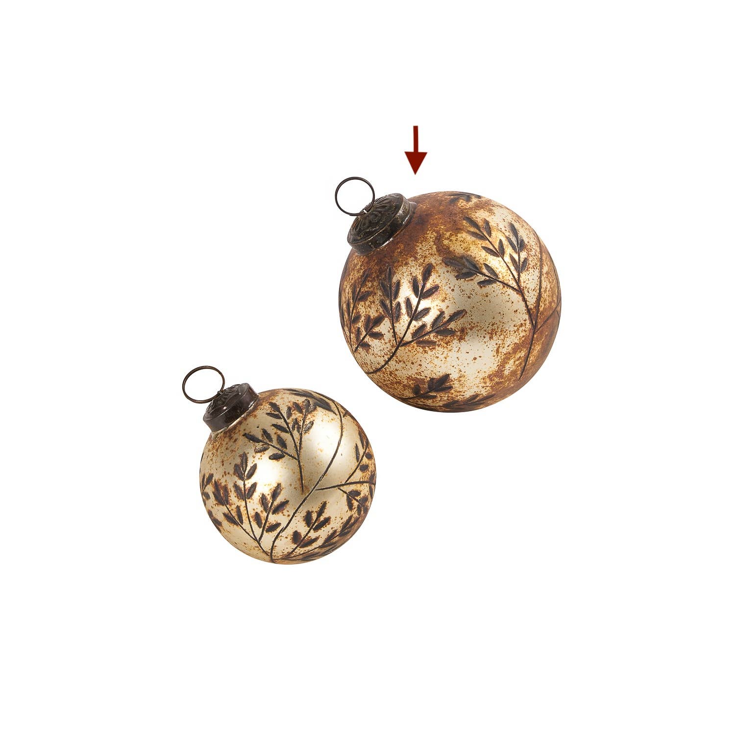 Radiance Rustic Etched Ornament in Antique – Timeless Glass Holiday Decor by Rosha Living Inc