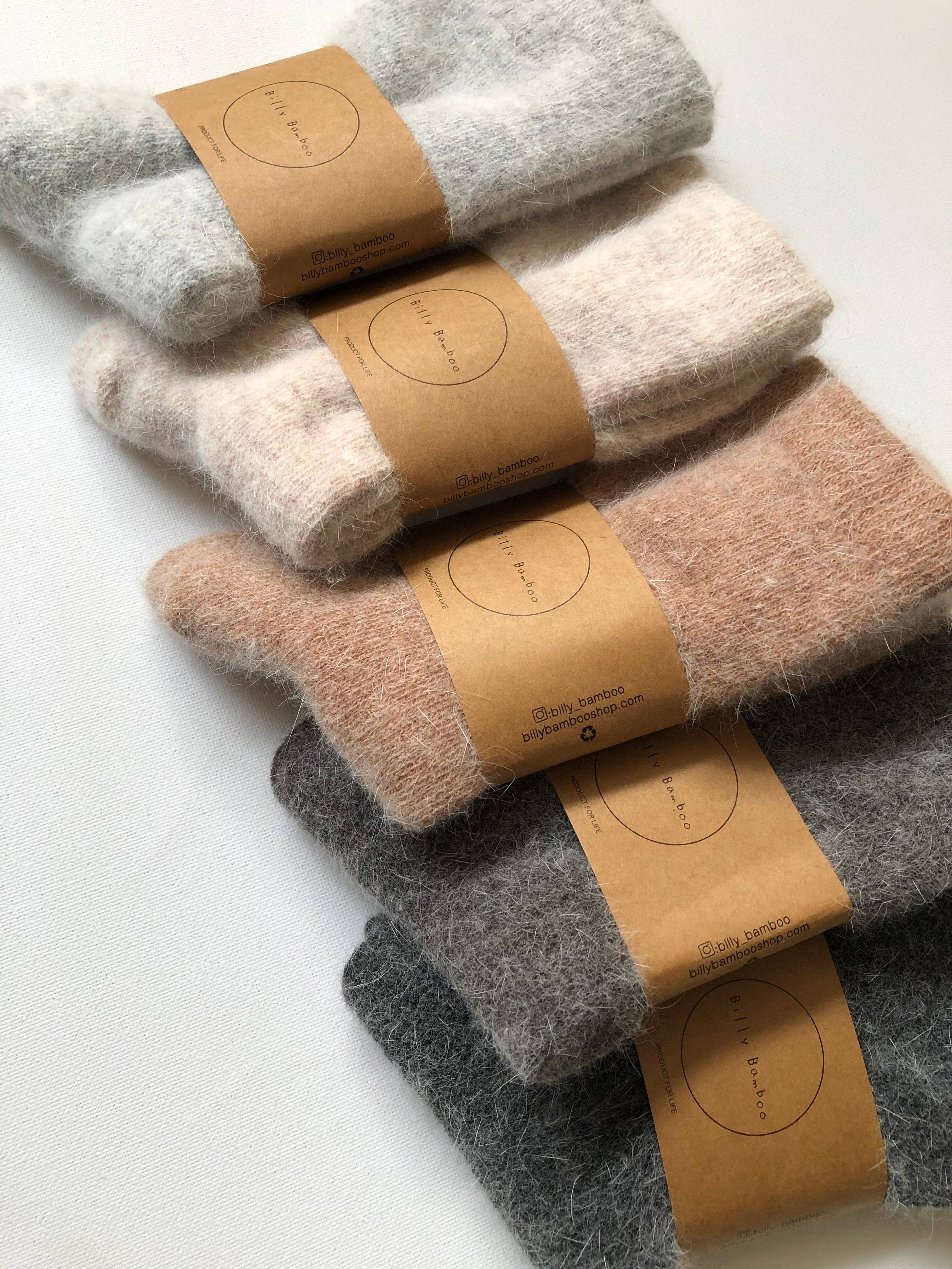 Fluffy Angora Socks - Neutral – Cozy Wool Blend for Cold Weather Comfort