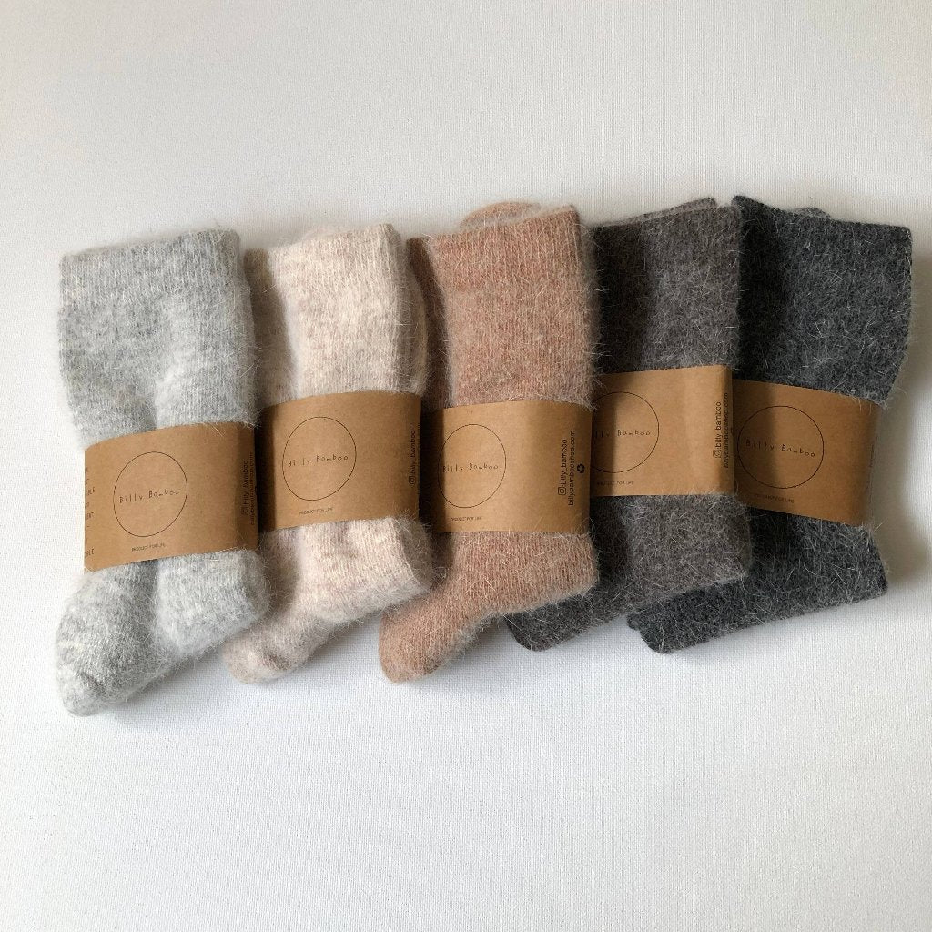 Fluffy Angora Socks - Neutral – Cozy Wool Blend