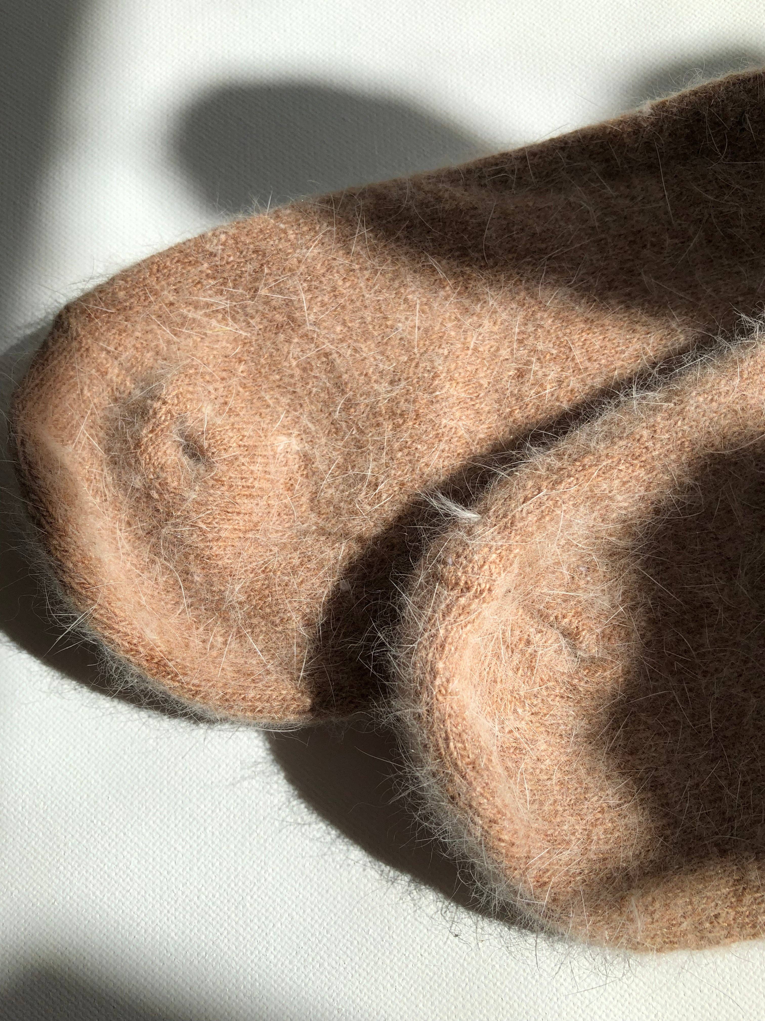 Fluffy Angora Socks - Neutral – Cozy Wool Blend for Cold Weather Comfort