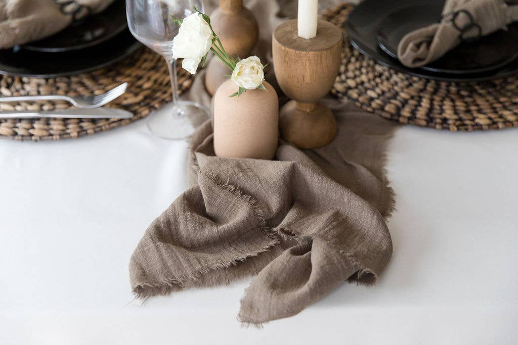 Olive Green Cotton Gauze Cloth Table Runner