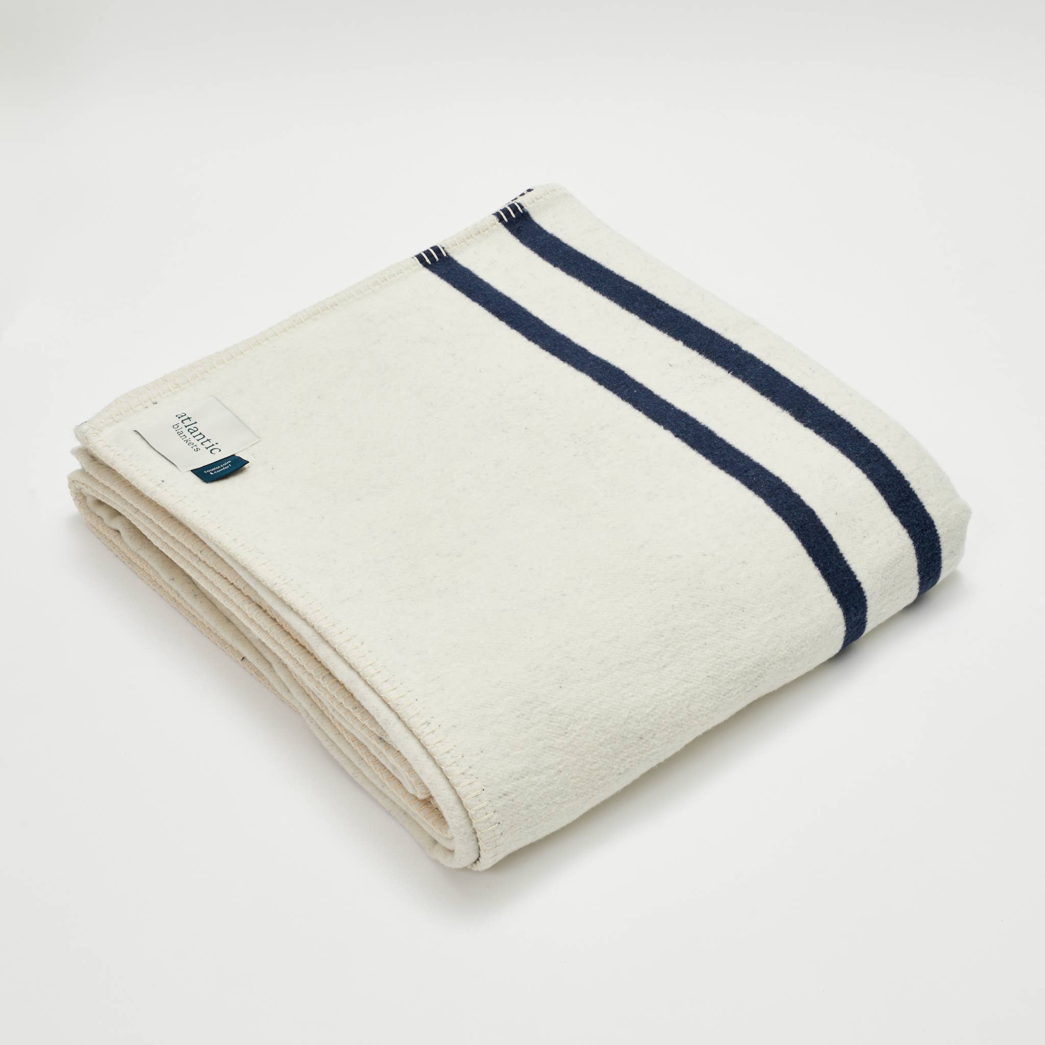 Navy Stripe Recycled Cotton Blanket – Sustainable Coastal Comfort