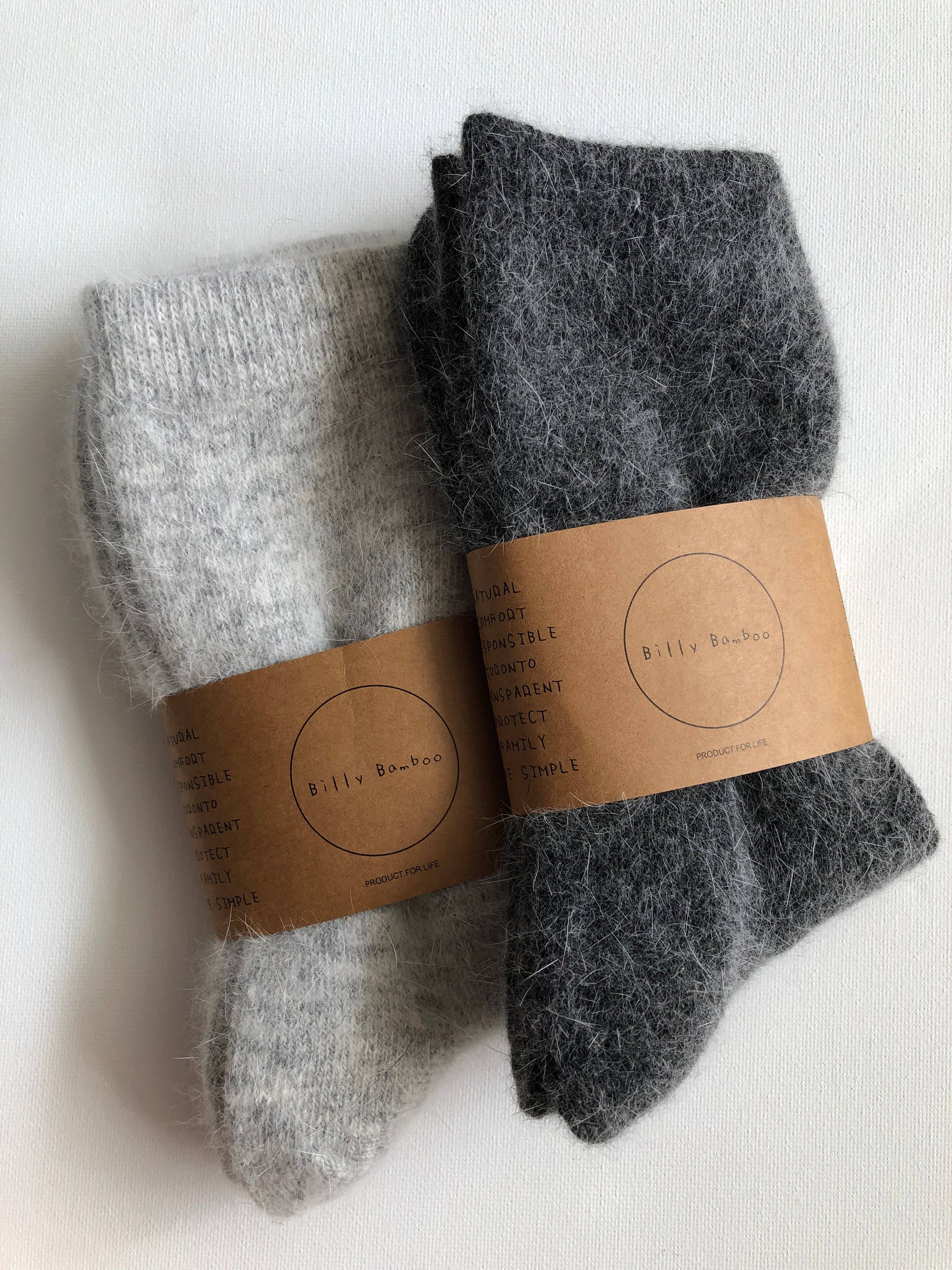 Fluffy Angora Socks - Neutral – Cozy Wool Blend for Cold Weather Comfort