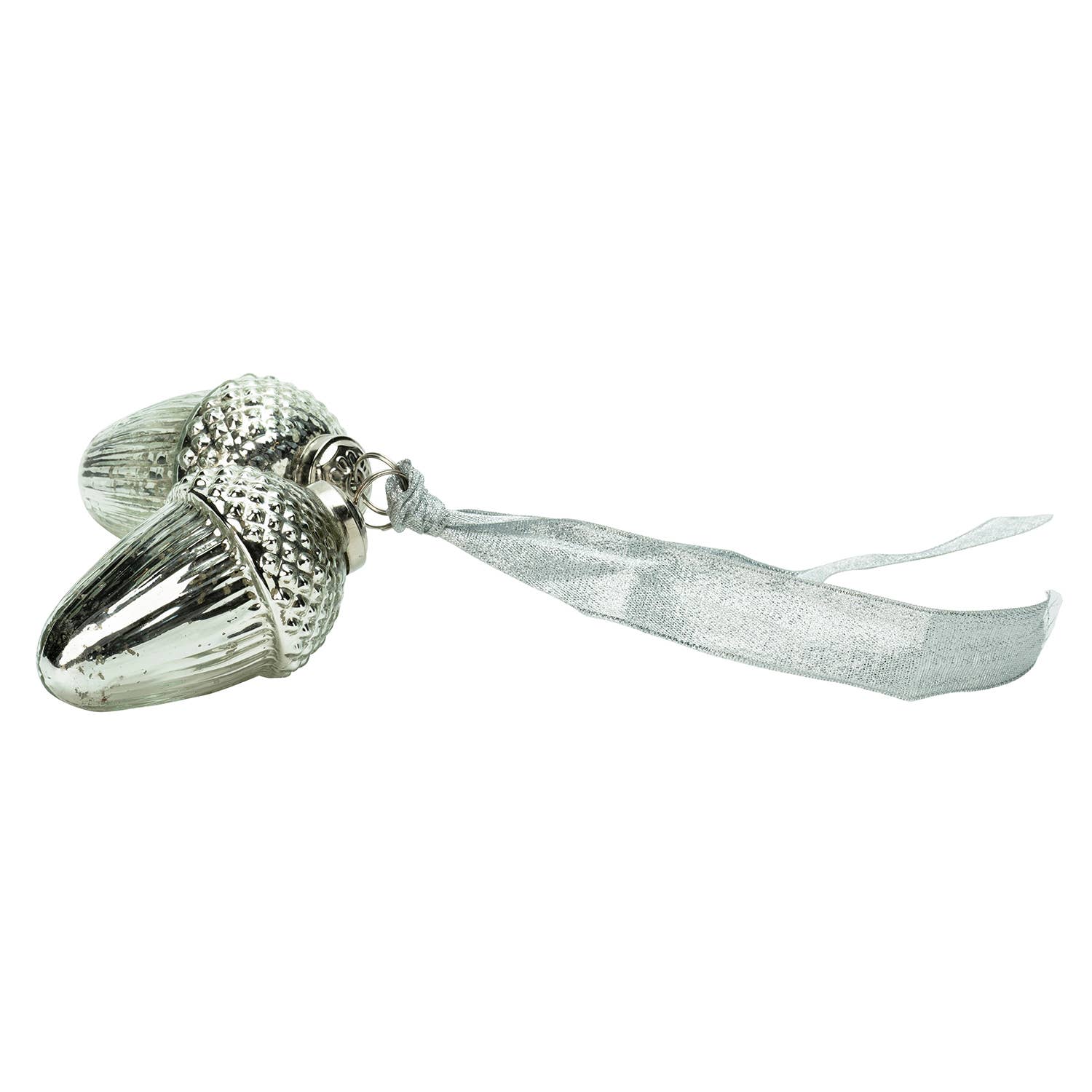 Cupid Acorn Bunch Ornament in Silver – Luxurious Glass Décor by Rosha Living Inc