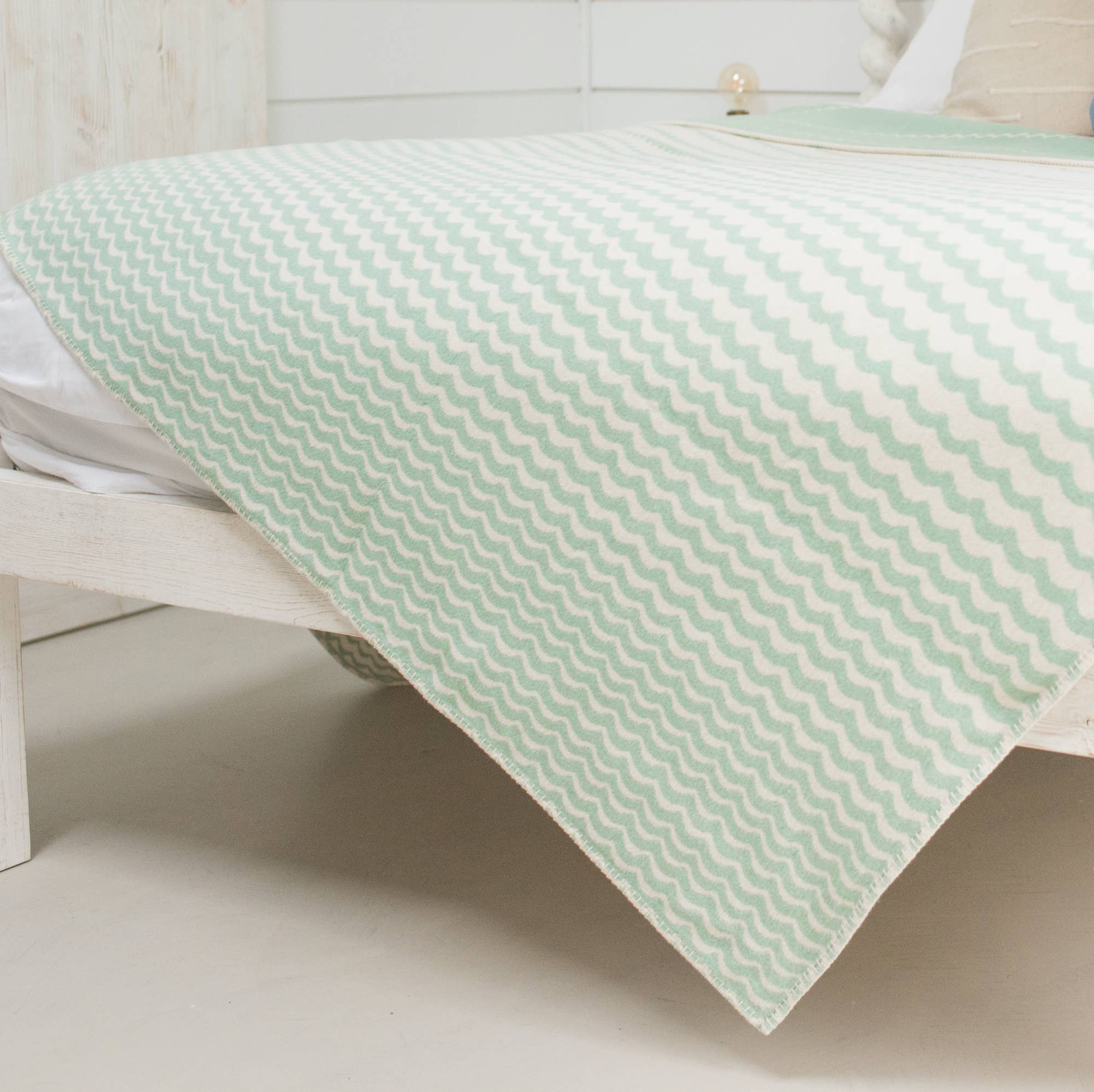 Seafoam Swell Recycled Cotton Blanket – Sustainable Comfort with Coastal Charm